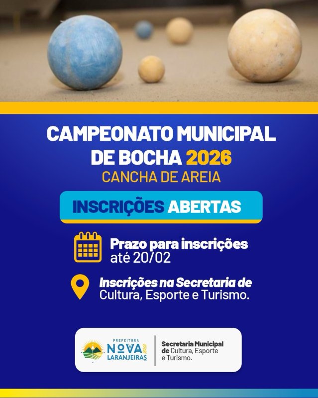 Abertas as inscrições para o Campeonato Municipal de Bocha 2026 – Cancha de Areia